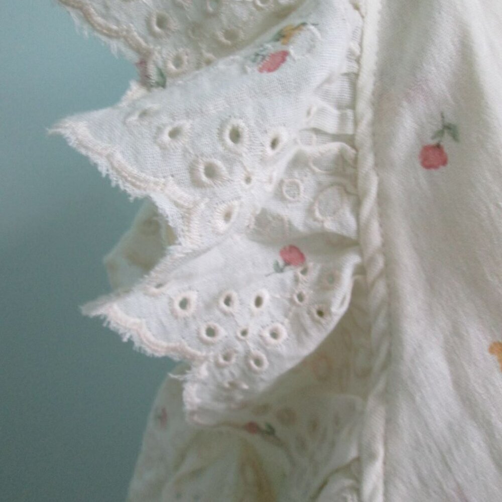 VINTAGE HAVANA Floral Print Surplice Cotton Crop Top-Ivory-M-NWT - Picture 5 of 14